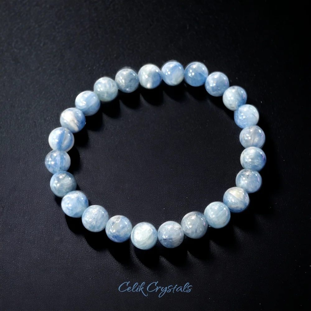 Authentic Blue Kyanite Bracelet 8mm Natural Stones Unisex Healing Bracel… - Picture 3 of 7